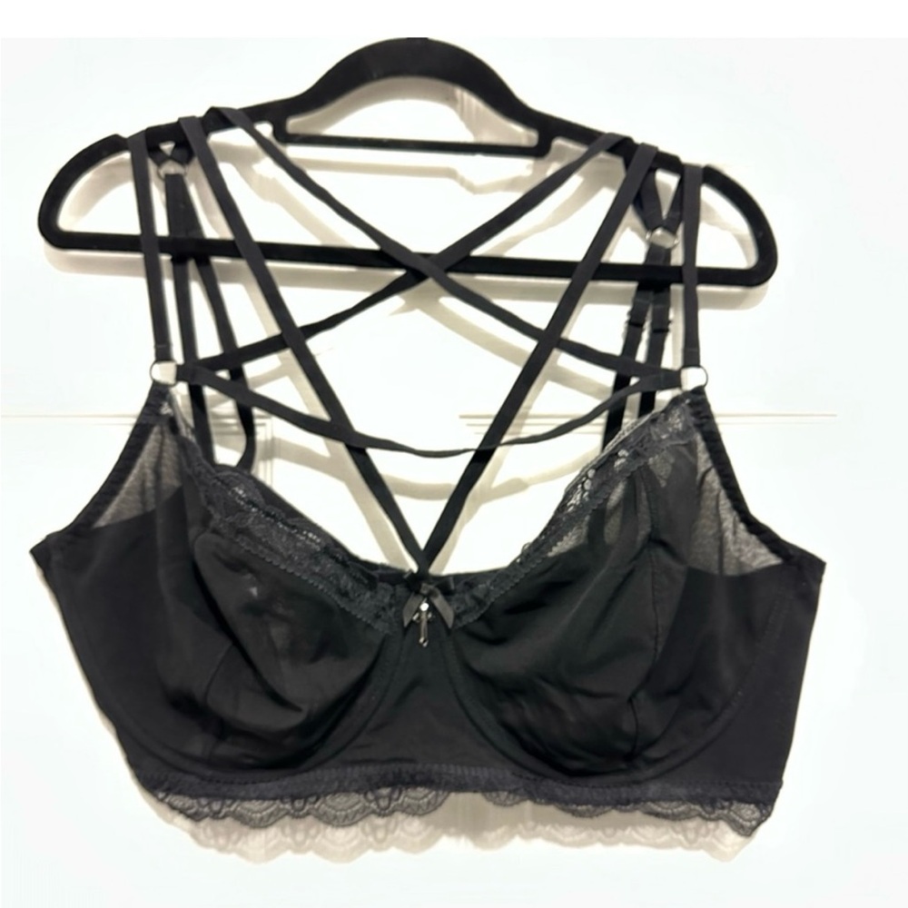 Gothic Black Strappy Lace Bra